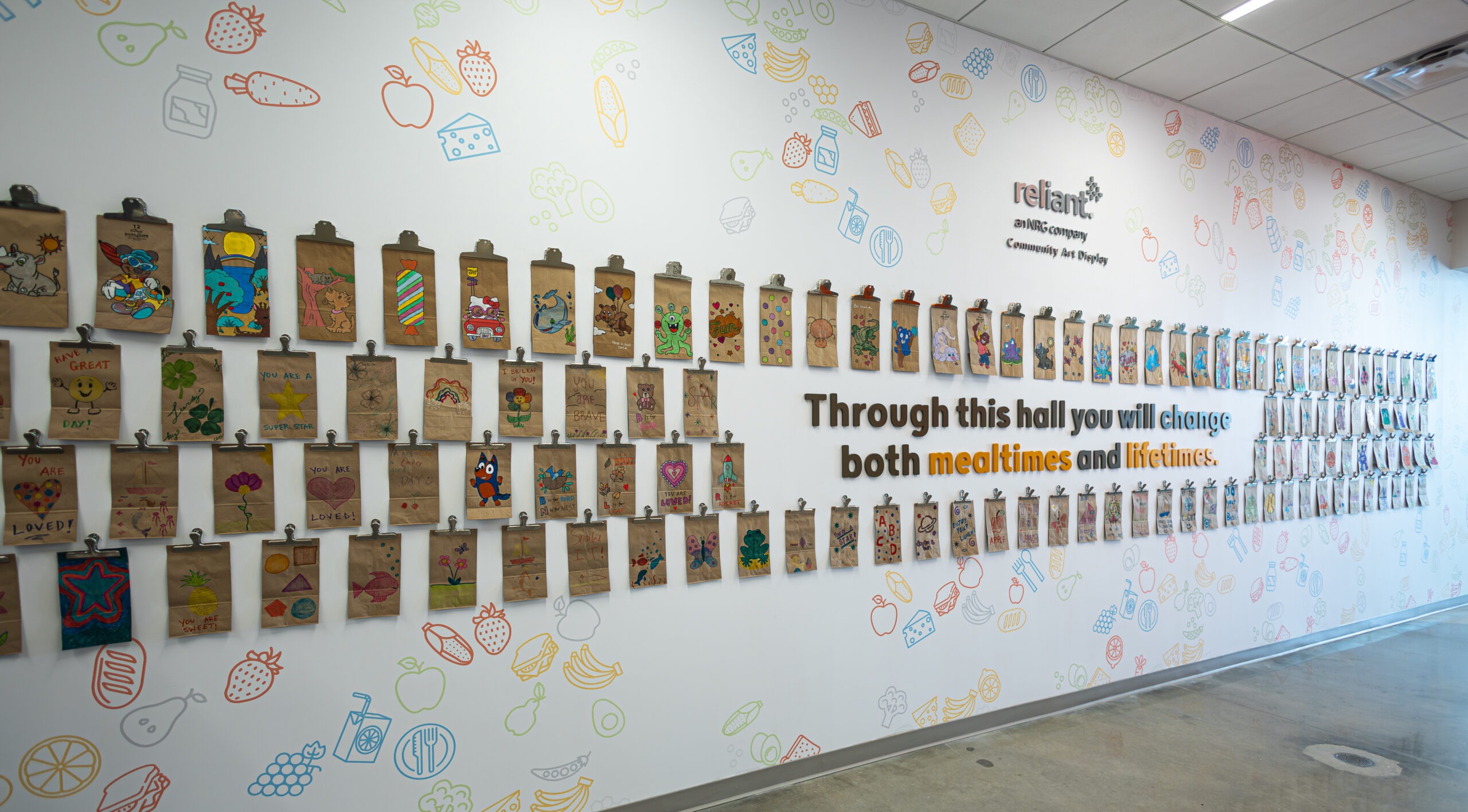 Kids' Meals donor recognition wall celebrating supporters and community partners