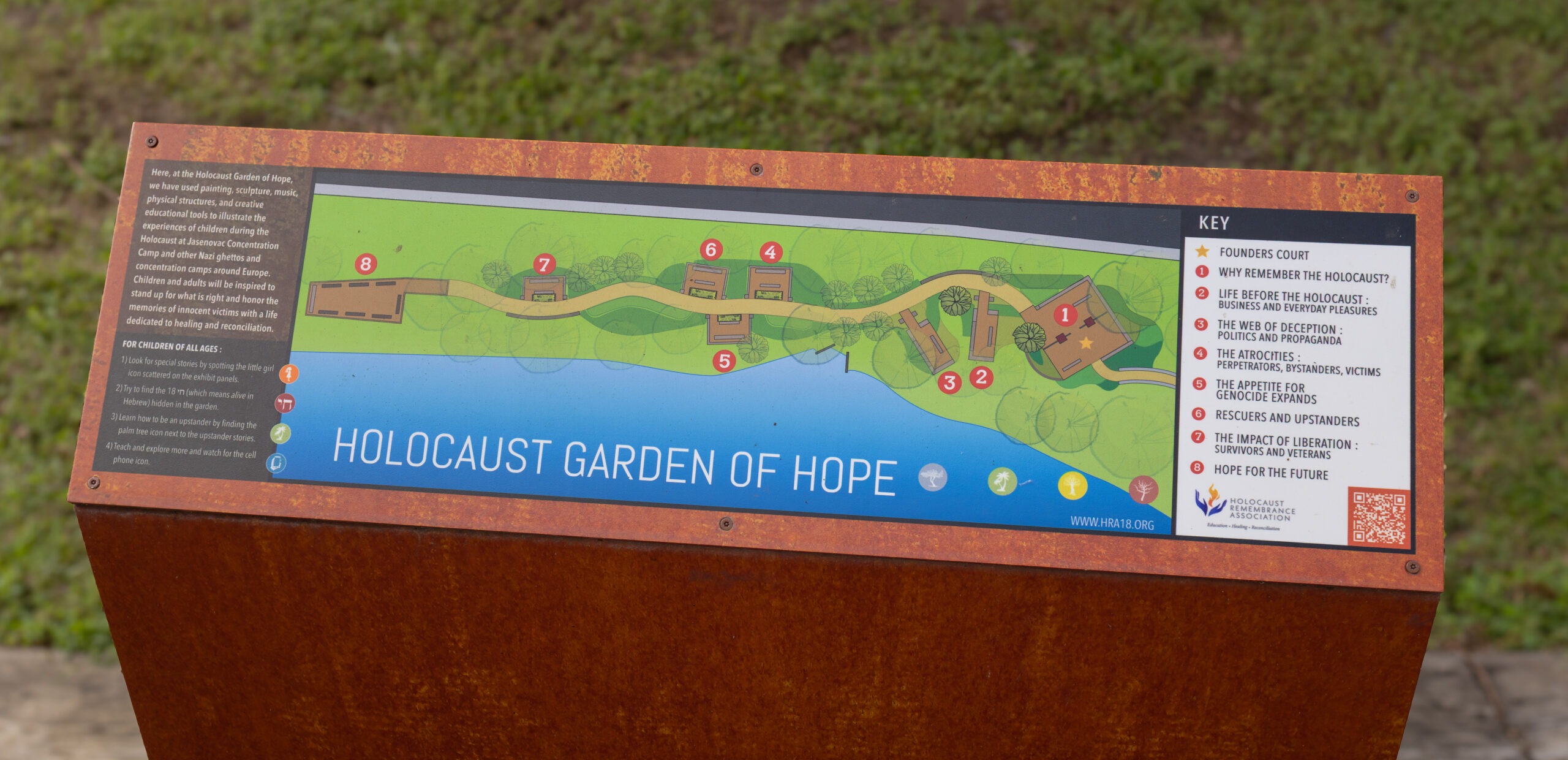 Holocaust Garden of Hope entrance and memorial signage