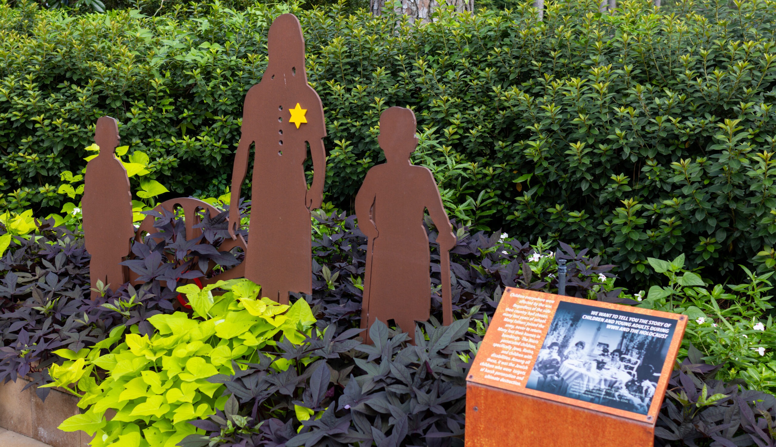 Custom outdoor signage fabricated for the Holocaust Garden of Hope
