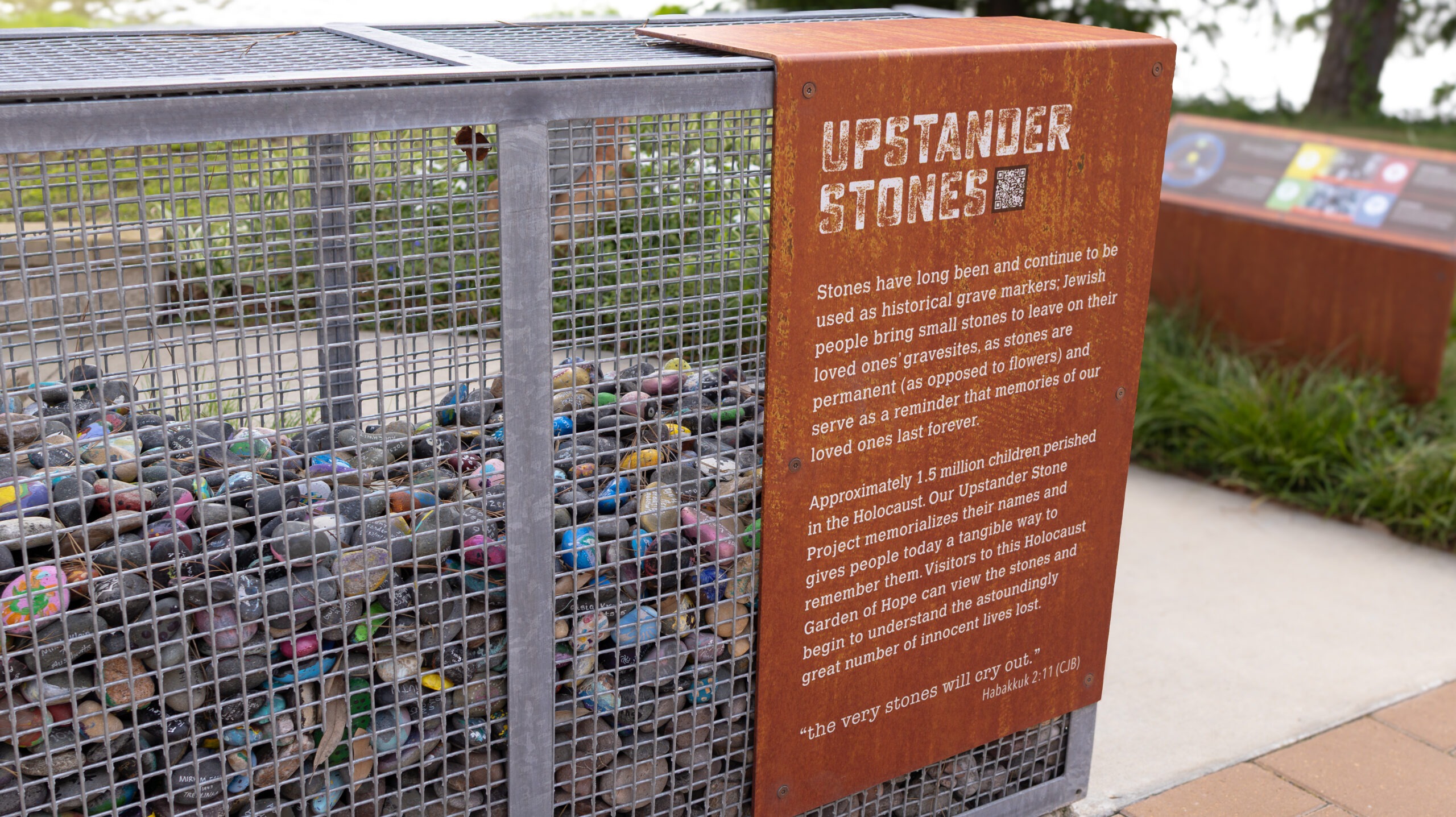 Historical story panel within the Holocaust Garden of Hope